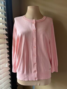 Ellen Tracy Soft Pink Button-Front Cardigan Sweater